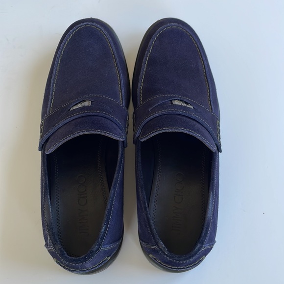 Jimmy Choo Mens Blue Suede Loafers 39 1/2 - Picture 3 of 15